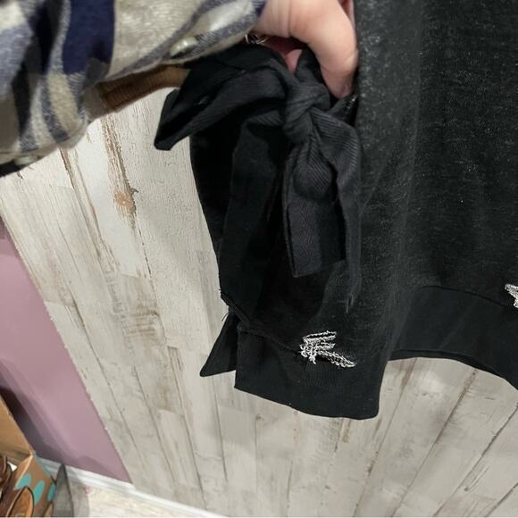 NWT Romeo + Juliet Couture French Terry Distressed Black Sweatshirt - Picture 6 of 7